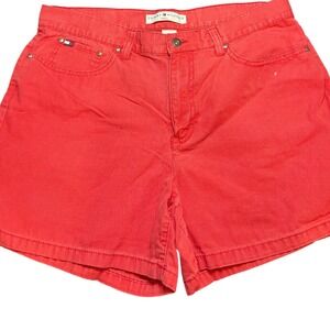 Tommy Hilfiger Jeans Womens Red High Waisted Denim y2k Shorts Size 12